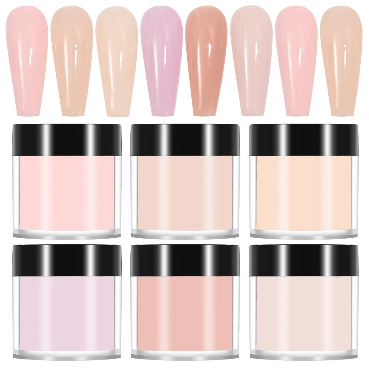 6pcs-10g Set Acrylic Cover Powder Bulk Private Label Custom Acrylic Powder Jars Nude Cover Nails Acrylic Powder