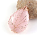Hongzhuo Arrival Fashion Natural Stone Copper Wire Wrapped Tree of Life Healing Rose Quartz Pendant Women Jewelry