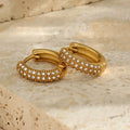Dreamshow Dainty Micro Pave Zircon Huggie Earring 18K Gold Plated Stainless Steel Earrings Tarnish Free Jewelry