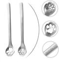 Cute Cat Paw Tea Spoon Stainless Steel Ice Cream Stirring Spoons Cat Claw Hollow Coffee Spoon