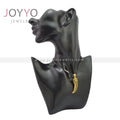 New Style Wolf Tooth Pendant Rubber Necklace with Black Stainless Steel Clasp