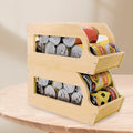 Bamboo Can Organizer with Aluminium Rack Standing Type Storage for Pantry Beverages Drinks & Canned Goods Kitchen Dinnerware
