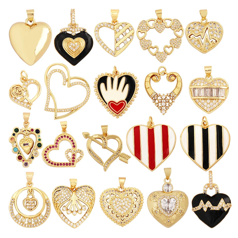 Fashion Delicacy Love Heart Shape Zircon Charm PendantCreative 18K Gold Plated Jewelry Findings Necklace Accessories Supply L19