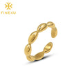 Women Jewelry Stainless Steel Threaded Casting Twisted Croissant 18k Gold Plated Chunky Rings