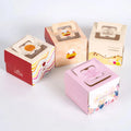 XJH 4 Inch Portable Corrugated Board Food Packaging Box for Birthday Cake Sushi West Point Baking Small Window Mousse Window