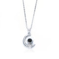 Romantic Gift for Women S925 Silver Sterling 100 Different Languages I LOVE YOU Moon Necklace Astronaut Projection Necklace