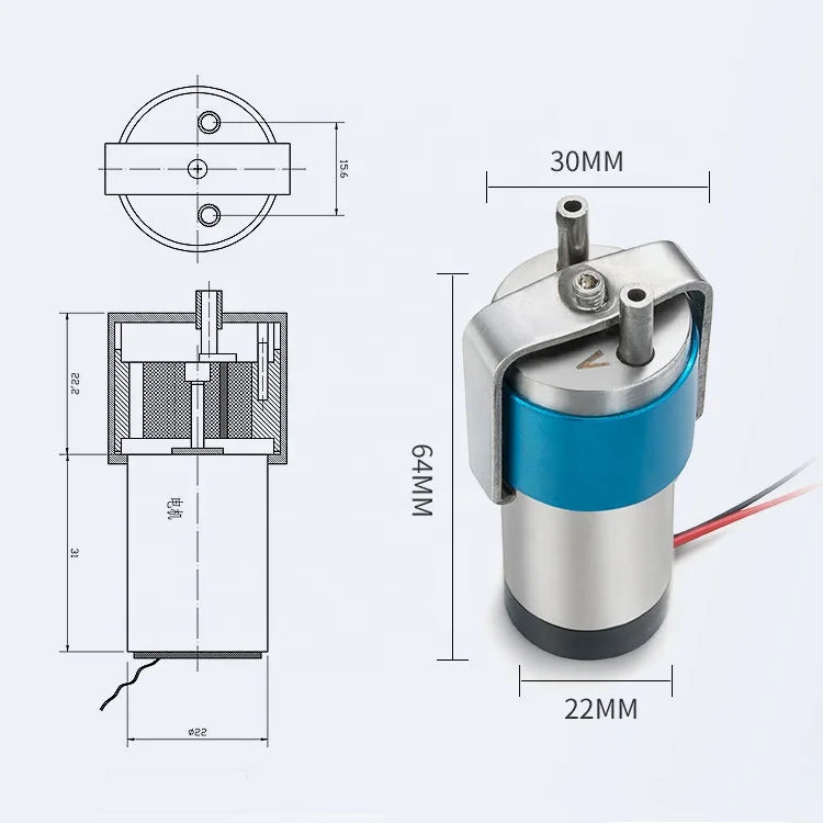 Brushed Coreless Motor Pulseless 12V DC Quiet Electric Micro Gas Air Miniature Rotary Vane Vacuum Pump for Particle Counter