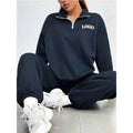 F230618 Customized Sport Wear Thick Cotton Quarter Zip up Hoodie Tracksuit Set Two Pieces Sweatshirts and Jogger Hoodie Sets