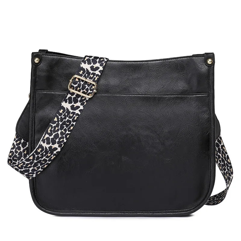 Large Capacity Retro Crossbody Bag for Women Soft PU Leather Fashionable Portable Shoulder Bag Letter for Work Commuting Casual