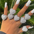 Luxury  Iced Out CZ Gold Big Heart Ring  White Hip Hop 18k Gold Silver Plated Women Heart Rings