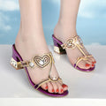 Summer Slippers Women Harbor Wind Thick Heel Outside Wear Diamond Encrusted Women Sandals