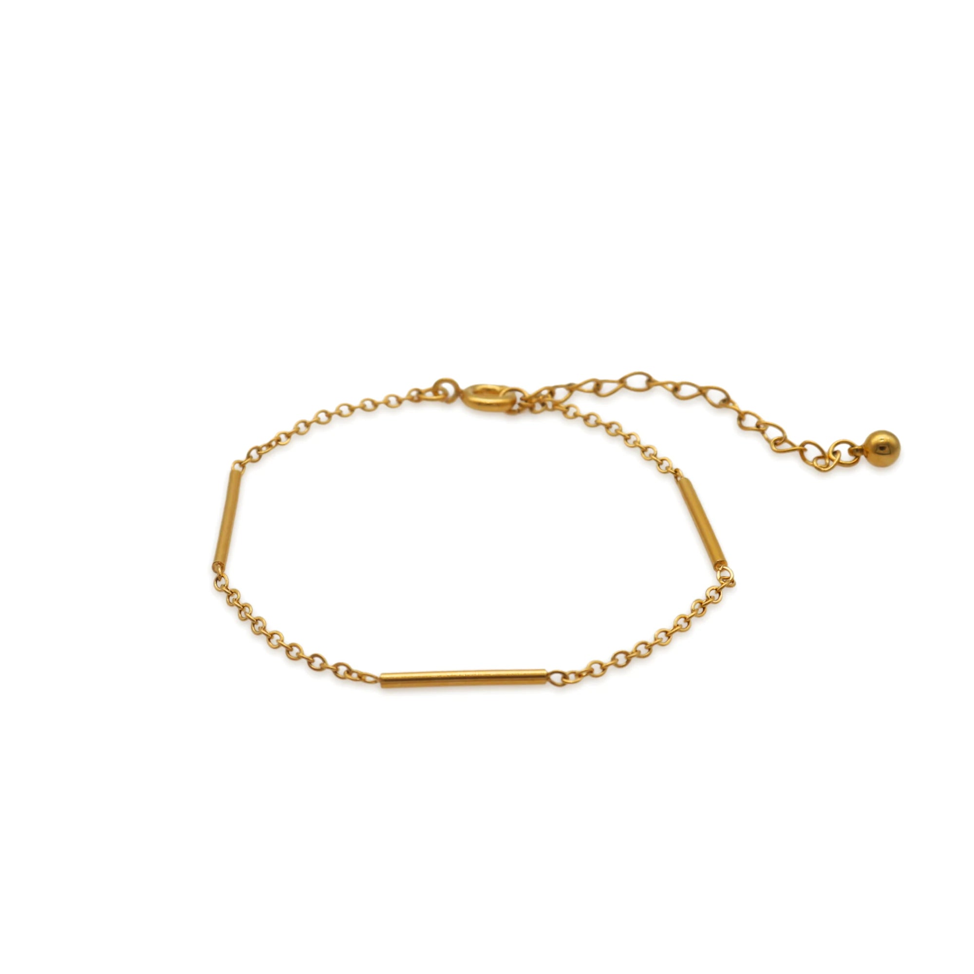 Chris April Fashion Design 316L Stainless Steel PVD Gold Plated bar Chain Bracelet for Women