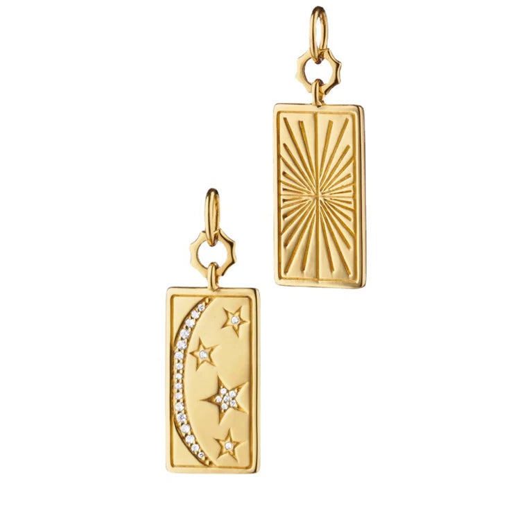 Classic Jewelry Star Moon Charm Cz Zircon square Pendant Necklace