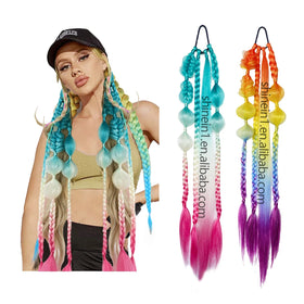 Wholesale Rubber Band Crochet Twist Box Braiding Hair Rainbow Color Synthetic Hair Ponytail Extension