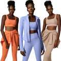Custom Wholesale Deporte Ropa High Waist Leggings 3 Pieces Fitness Workout Clothes Yoga Suit Wear Sportswear Women Gym Yoga Wear