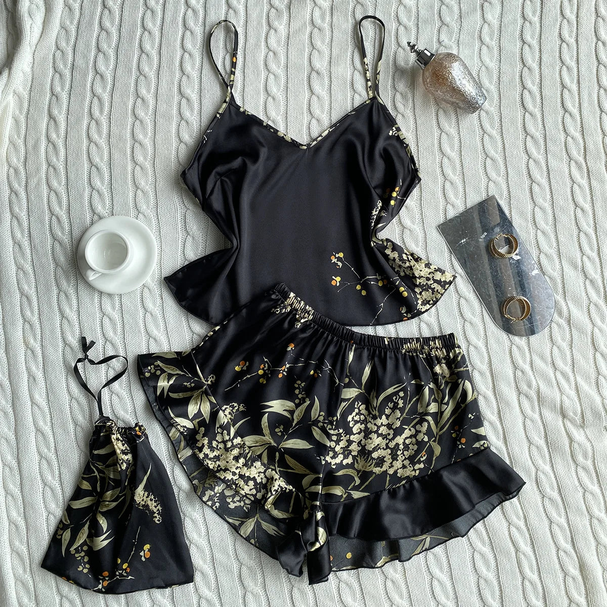 SFY-YH5010 Factory Direct Price Two Piece Women Set Silk Comfortable Night Gown Elegant Mature Sleepwear Pajamas