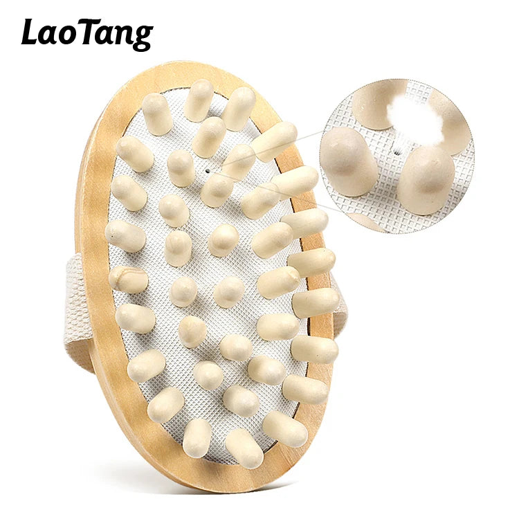 Laotang Private Label Wooden Handle With Massage Nodes Cellulite Exfoliating Dry Skin Body Brush for Body