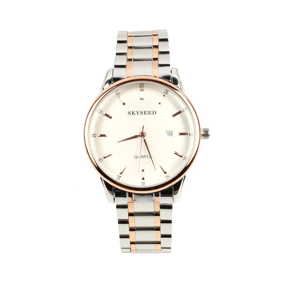 Men's Specialty Quartz Watch 40mm Business Alloy Case Glass Dial with Stainless Steel Band