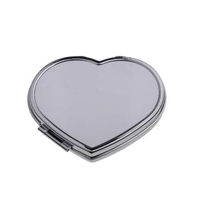 Hot Sales Blanks Sublimation Folding Silver Pocket Mirror Diy Photo Printed Metal Heart Shape Compact Mirror