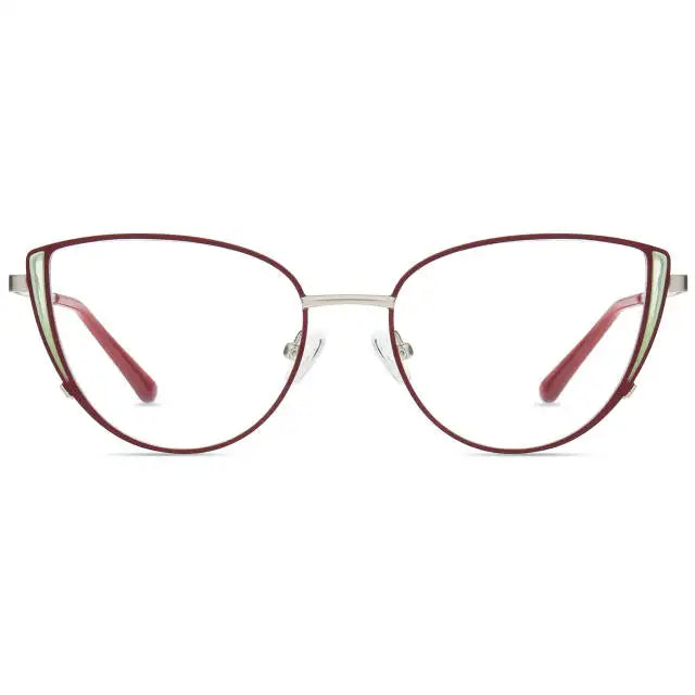 Wholesale Cat Eye Designer Metal Temple Eyeglasses Frames Bluelight Blocking Glasses for Women Trending Fashion Accessory