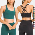 Summer Custom Plus Size Thin Strap Crossback Sports Bras for Women Gym Fitness Workout Yoga Shockproof Backless Crop Top Bra