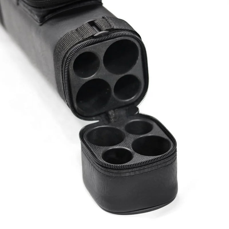 Classic Design Black Leather 2B2S 1/2 Billiard Pool Cue Case Bag 4 Holes Snooker Cue Rod Holder Case