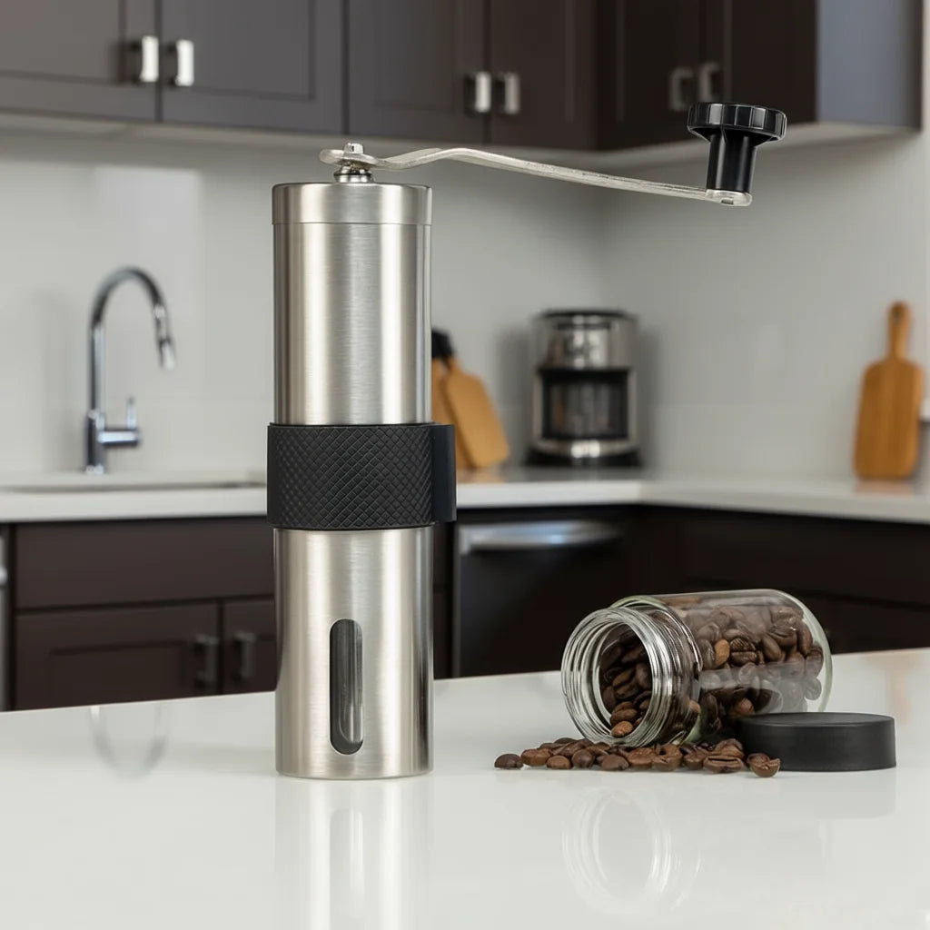 Premium Portable Manual  Coffee Grinder Stainless Steel With Ceramic Burr Core