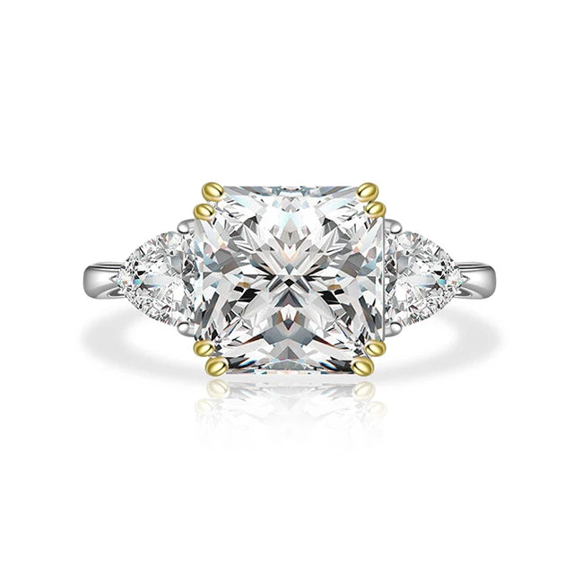 Fine Jewelry Pink Radiant Cubic Zirconia Princess Cut Ring 925 Sterling Silver