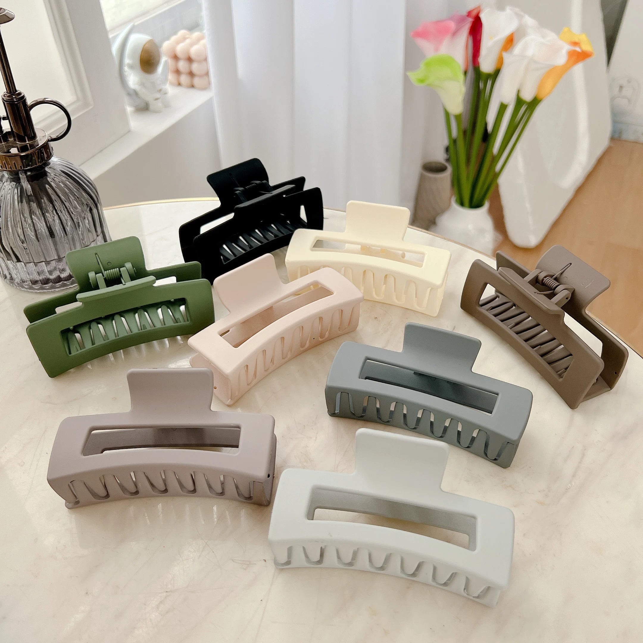 DOWELL Korean Hot-selling Resin Clip Frosted Simple Rectangle Large Matte Plastic Hair Claw Clips