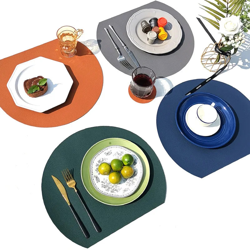 Irregular PVC Leather Placemats Table Modern Place Mats Leather Dining Table Mat Pad for Dining Table Wedding