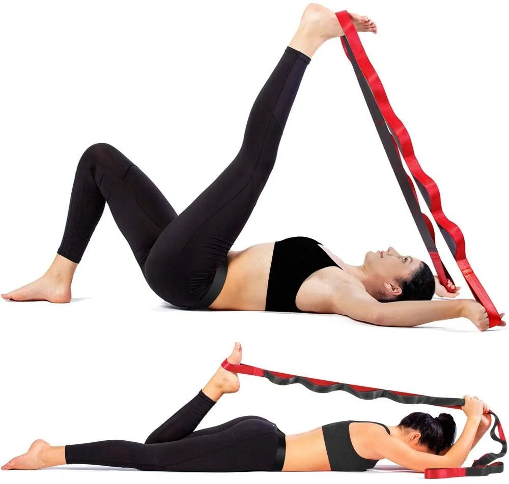 2022 New Design 12 Loop Polyester Fabric Yoga Band Stretching Band Fitness