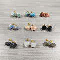 Woman's Gemstone Rose Quartz Raw Crystal Earrings Various Material Irregular Rough Raw Stone Crystal Earrings
