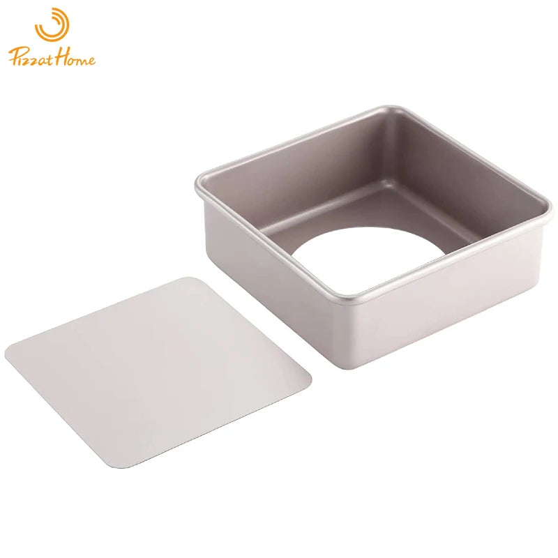 Carbon Steel Square Cake Pan 8-Inch Deep Dish with Removable Loose Bottom Non-Stick Square Bread Pan Bakeware for Oven Baking