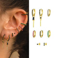 8Pcs Black Sapphire Stud Earrings Coloured Gem Earring Hypoallergenic Stud Earrings Set