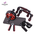 AB Wheel Roller Set With Push up Bar Hand Grip Jump Rope and Knee Pad Home Exercise Tool