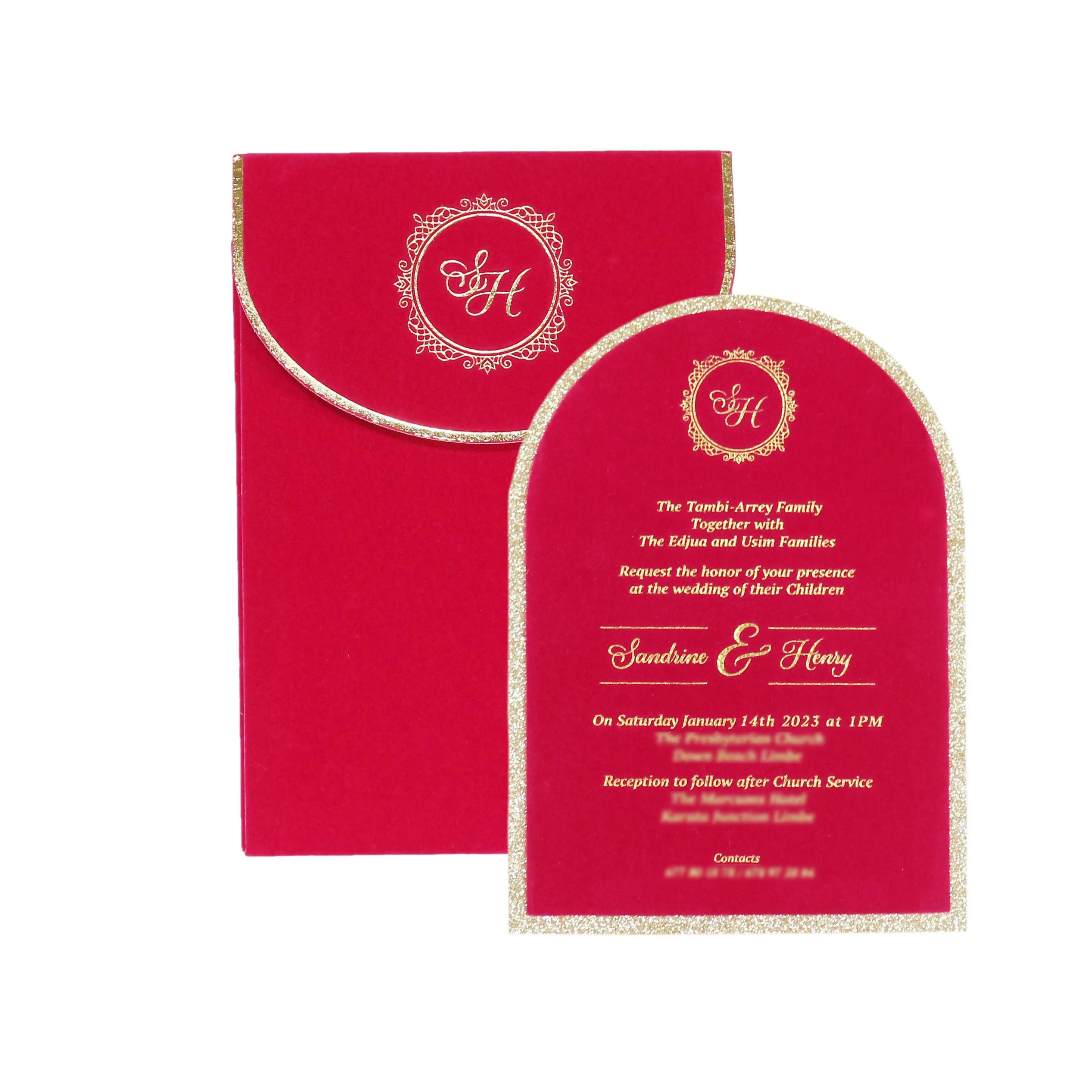 Craft Supplies Suede Wedding Invitations Luxury Elegant Glitter Paper Wedding Cards