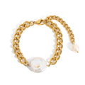 Stocks Selling 18K Gold Plated Stainless Steel Jewelry Baroque Freshwater Bracelet for Women Miami Cuban Chain Chunky Bracelets