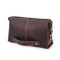 Contact's Anti-Theft Crazy Horse Leather Clutch Bag for Mens Vintage Clutch Handbag Purse Multi-Compartment Coded Lock Bag