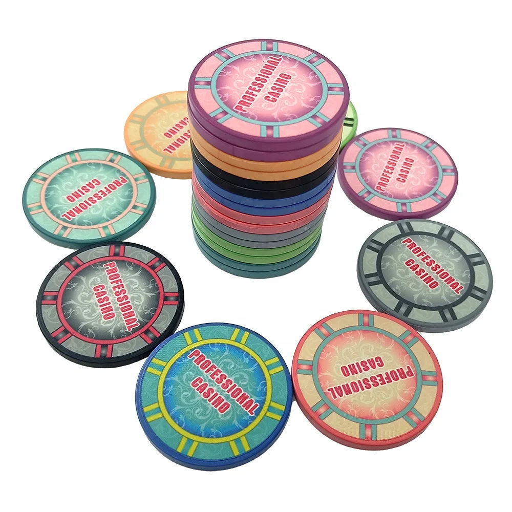Customized 12g Ceramic Poker Chips 43mm Keramik with Denominations Casino Grade Double Sided Can Print Different logo Design