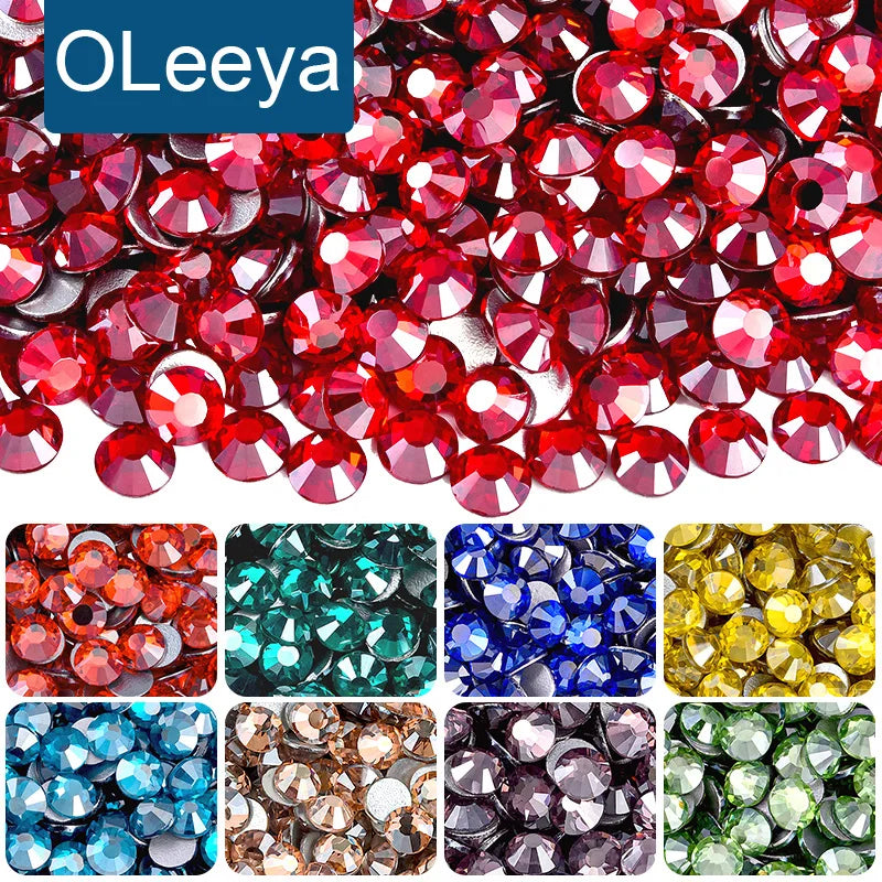 OLeeya Factory Wholesale 400 Colors Stones Satin Colors Glass Flat Back Crystals Non Hot Fix Rhinestones for Nail Art Decoration MegaBDM