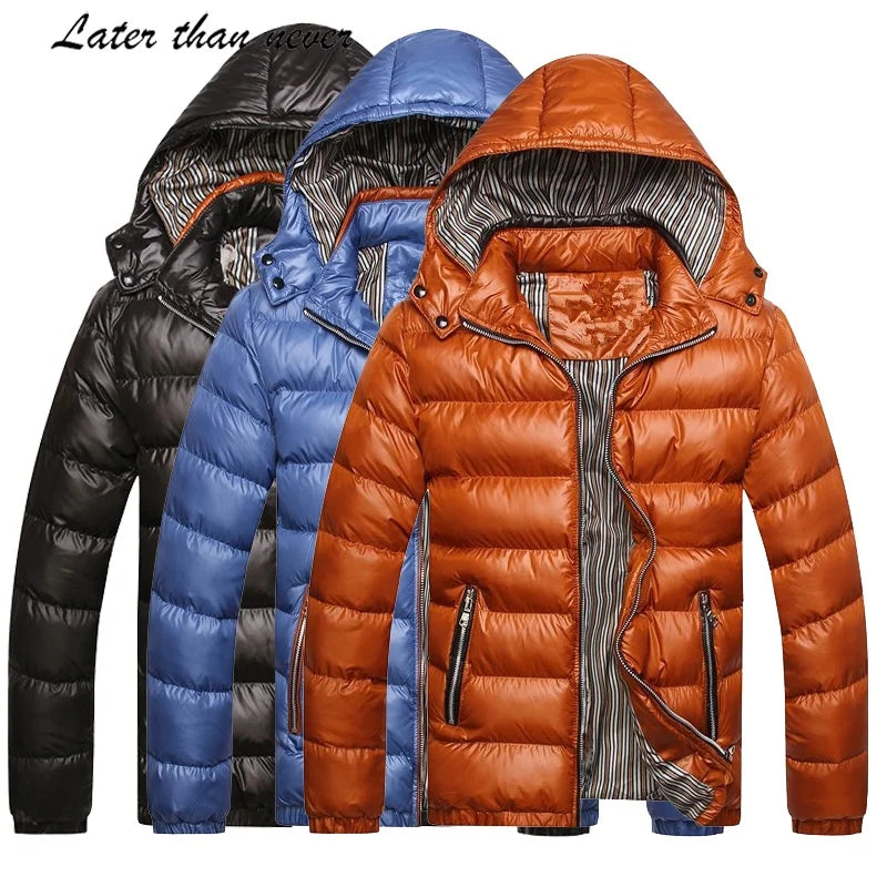 Plus Size Detachable Hooded Puffer Jacket Cotton Padded Winter Polish Bubble Coat Full Zipper Windproof Outdoor Jackets Jaqueta