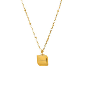 Vintage Stainless Steel 18K Gold Jewelry Charm Clavicle Necklace Elegant Engraved Eternity Square Pendant Necklaces