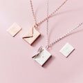 Fashion Titanium Stainless Steel square Slots Envelope Pendant Necklace Home Envelopes Jewelry with love You Letter Card