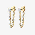 925 Sterling Silver Sparkle Women Jewelry 14K Gold Plated Tennis CZ Drop Dangle Chain Earrings