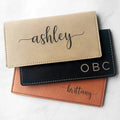 Wholesale OEM Simple Design Waterproof Checkbook Holder Fashion Travel Gift Custom Blank Laserable Leatherette Checkbook Cover