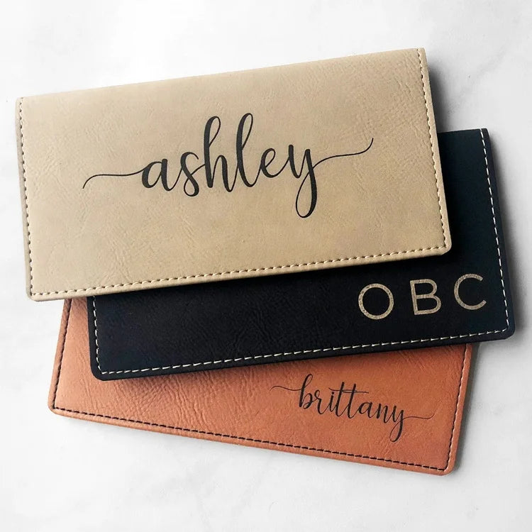 Wholesale OEM Simple Design Waterproof Checkbook Holder Fashion Travel Gift Custom Blank Laserable Leatherette Checkbook Cover