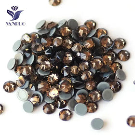 YANRUO Smoked Topaz Crystal Rhinestones Glass Hotfix Strass Flatback Crystal Beads for Wedding Dresses Decor