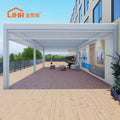 JHR Luxury Windproof Waterproof Powder Coated Aluminum Louver Pergola Nature Design Electric Motorized Remote Control for Garden