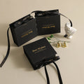 PUPPYSEW 9.5*9.3*3.5cm Black Luxury Bracelet  Necklace Flap Jewelry Boxes with Roibbon  Cardboard Jewelry Boxes with Foil  logo