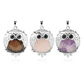 Hot Sale Assorted Natural Crystal Gemstone Owl Pendant Animal Necklace Jewelry